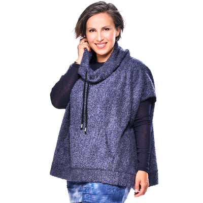 Boucle Poncho with Drawstring