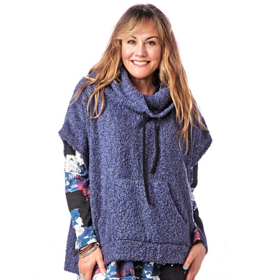 Boucle Poncho with Drawstring