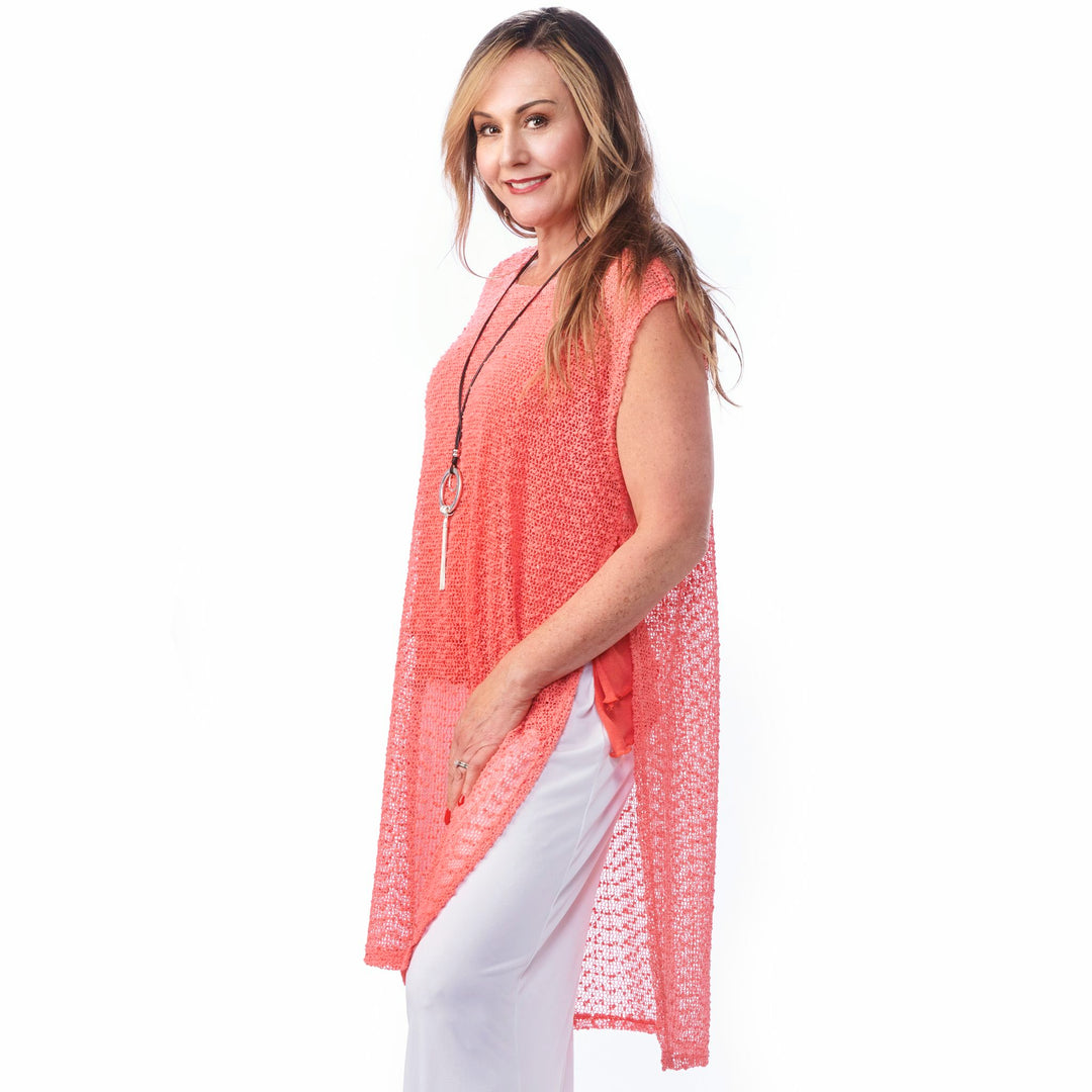 Mesh High Slit Mesh Coverup