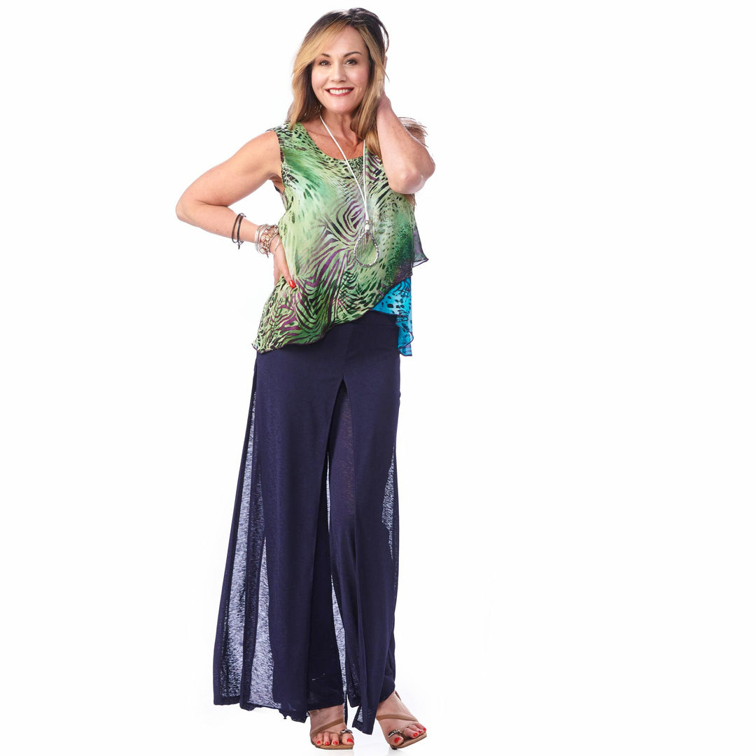 Gauze Layered Palazzo Pant