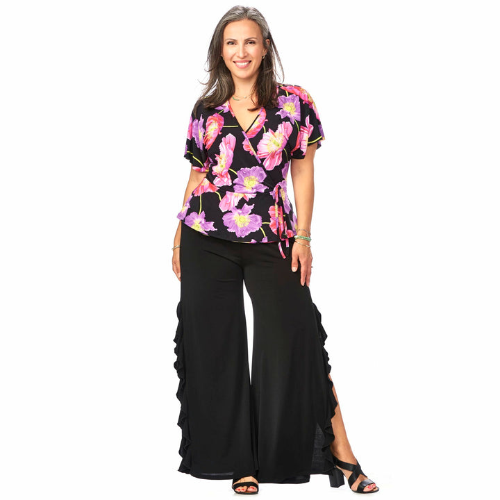 Cap-Sleeved Crossover Top