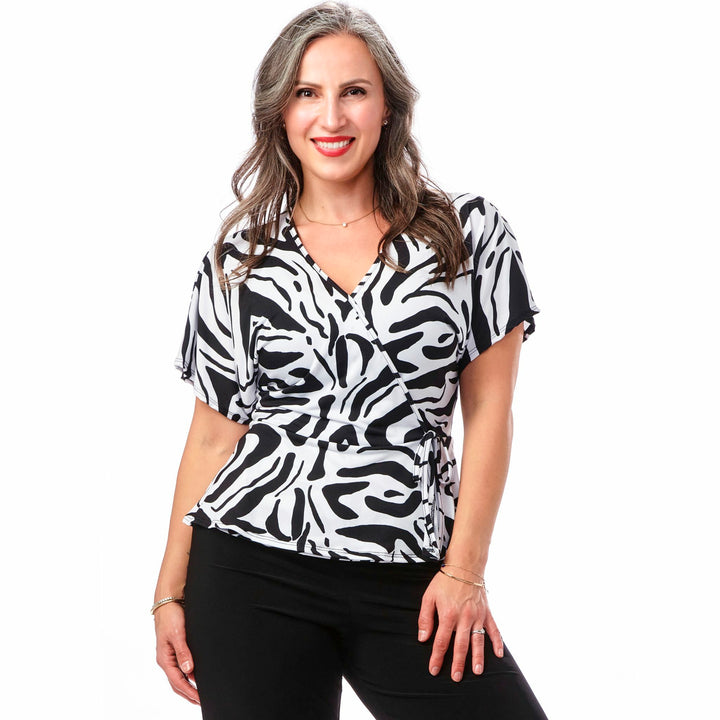 Cap-Sleeved Crossover Top