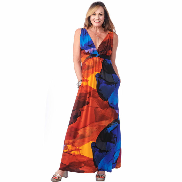 Pocketed Maxi Empire Dress